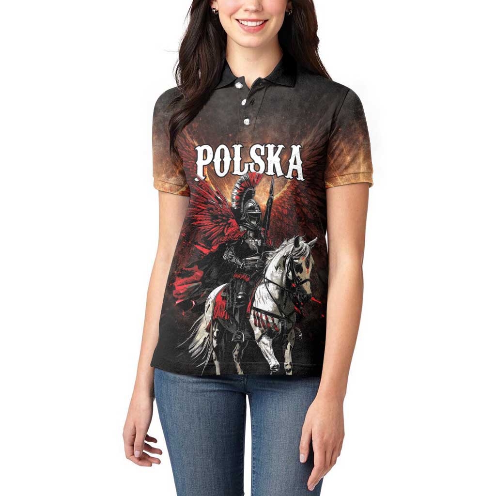 Polish Winged Hussars Women Polo Shirt Polska Legendary Cavalry Warrior