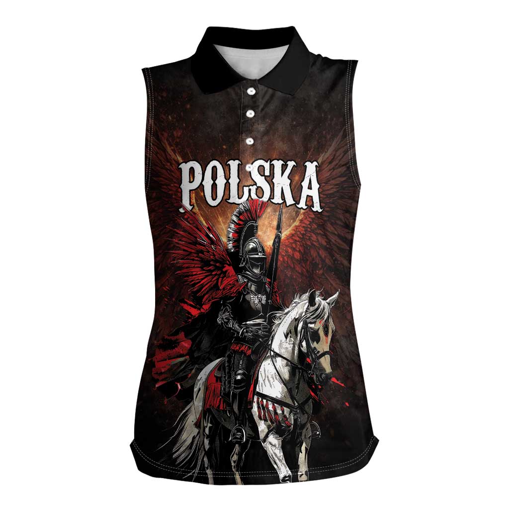 Polish Winged Hussars Women Sleeveless Polo Shirt Polska Legendary Cavalry Warrior