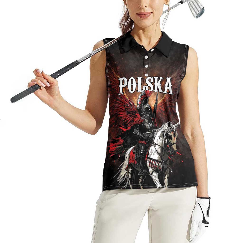 Polish Winged Hussars Women Sleeveless Polo Shirt Polska Legendary Cavalry Warrior
