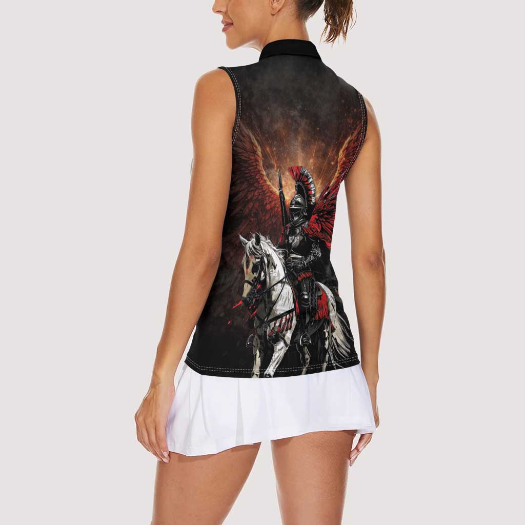 Polish Winged Hussars Women Sleeveless Polo Shirt Polska Legendary Cavalry Warrior