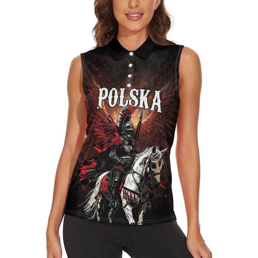 Polish Winged Hussars Women Sleeveless Polo Shirt Polska Legendary Cavalry Warrior