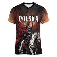 Polish Winged Hussars Women V-Neck T-Shirt Polska Legendary Cavalry Warrior