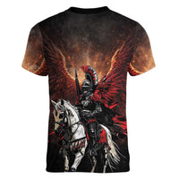 Polish Winged Hussars Women V-Neck T-Shirt Polska Legendary Cavalry Warrior