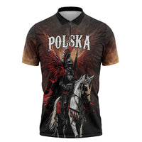 Polish Winged Hussars Zipper Polo Shirt Polska Legendary Cavalry Warrior