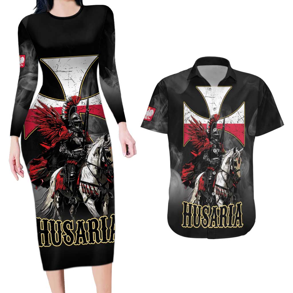 Polish Winged Hussars Couples Matching Long Sleeve Bodycon Dress and Hawaiian Shirt Husaria Poland Pride Knight Armor