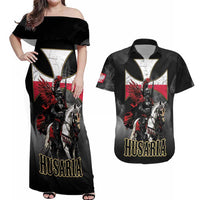 Polish Winged Hussars Couples Matching Off Shoulder Maxi Dress and Hawaiian Shirt Husaria Poland Pride Knight Armor
