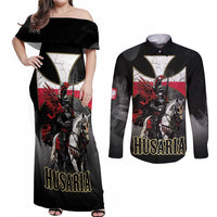 Polish Winged Hussars Couples Matching Off Shoulder Maxi Dress and Long Sleeve Button Shirt Husaria Poland Pride Knight Armor