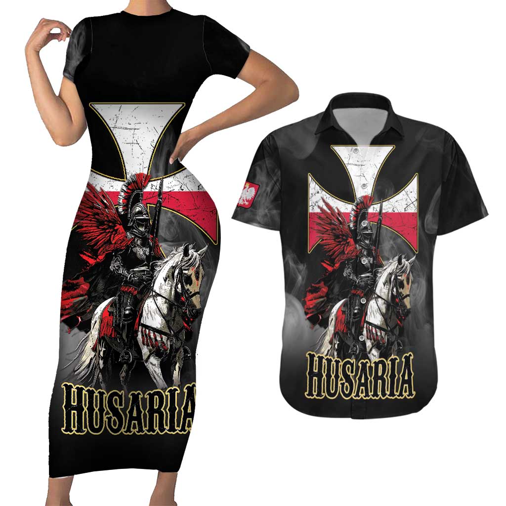 Polish Winged Hussars Couples Matching Short Sleeve Bodycon Dress and Hawaiian Shirt Husaria Poland Pride Knight Armor