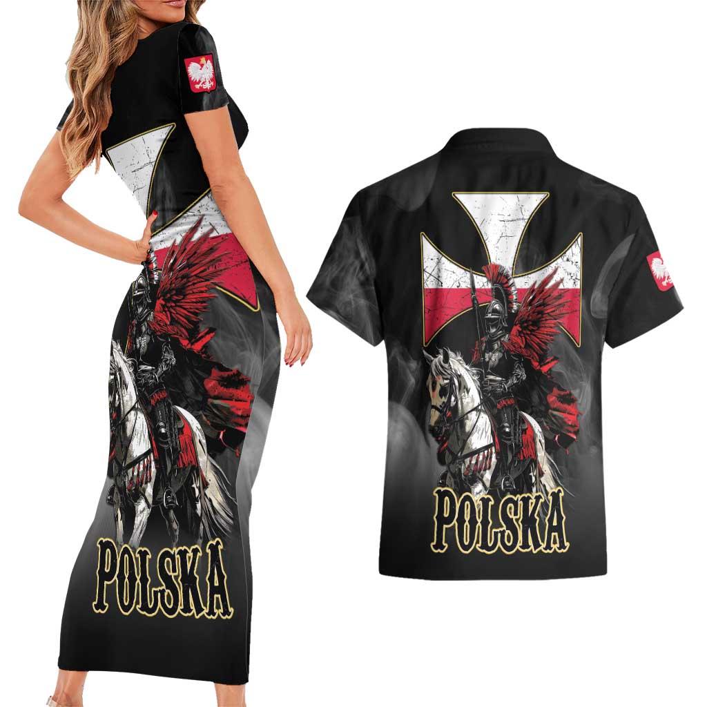 Polish Winged Hussars Couples Matching Short Sleeve Bodycon Dress and Hawaiian Shirt Husaria Poland Pride Knight Armor