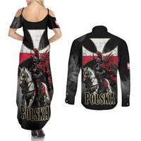 Polish Winged Hussars Couples Matching Summer Maxi Dress and Long Sleeve Button Shirt Husaria Poland Pride Knight Armor