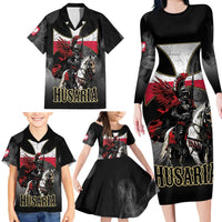 Polish Winged Hussars Family Matching Long Sleeve Bodycon Dress and Hawaiian Shirt Husaria Poland Pride Knight Armor