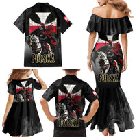 Polish Winged Hussars Family Matching Mermaid Dress and Hawaiian Shirt Husaria Poland Pride Knight Armor
