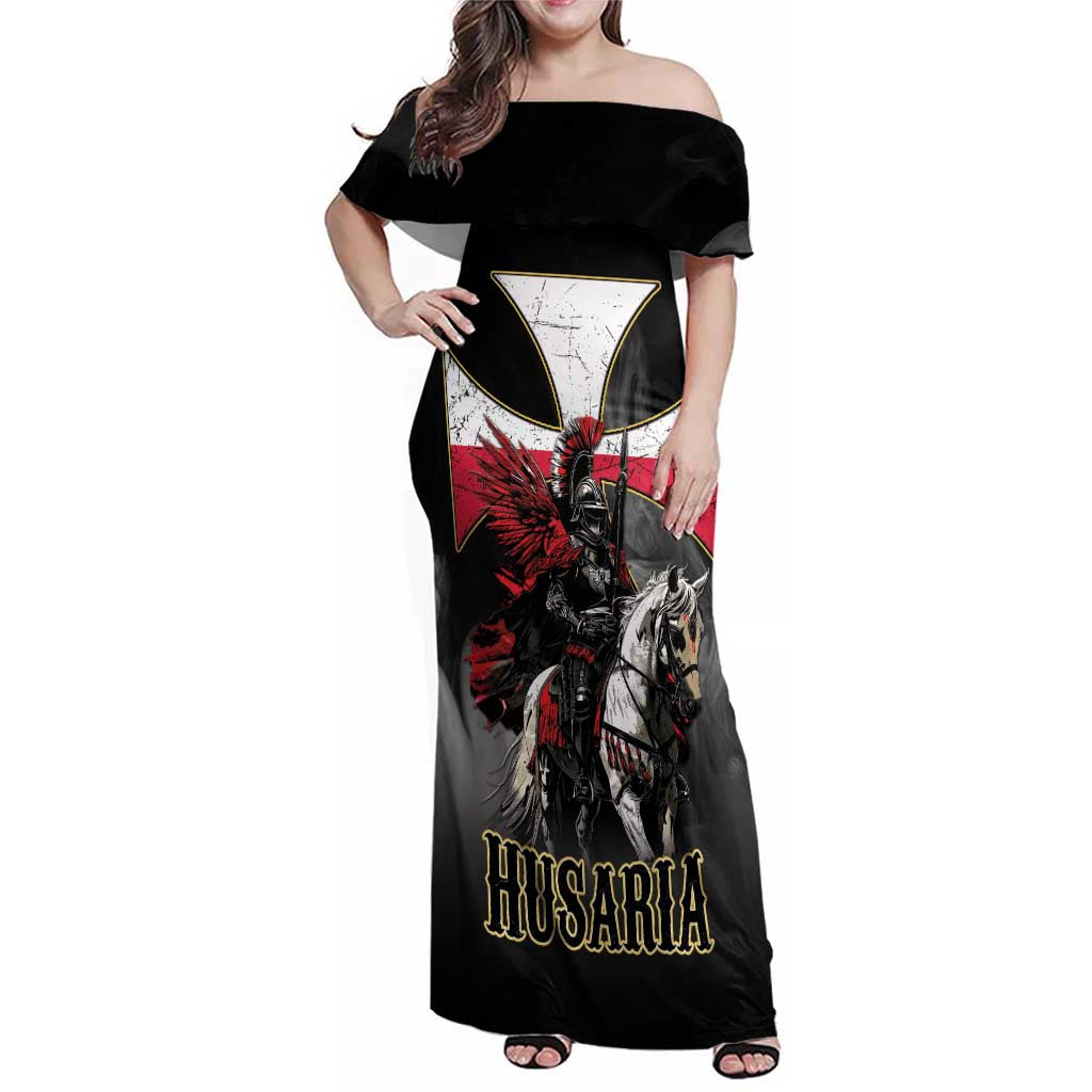 Polish Winged Hussars Family Matching Off Shoulder Maxi Dress and Hawaiian Shirt Husaria Poland Pride Knight Armor