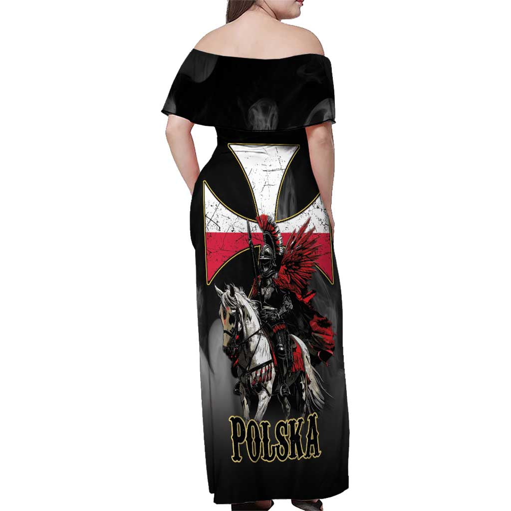 Polish Winged Hussars Family Matching Off Shoulder Maxi Dress and Hawaiian Shirt Husaria Poland Pride Knight Armor