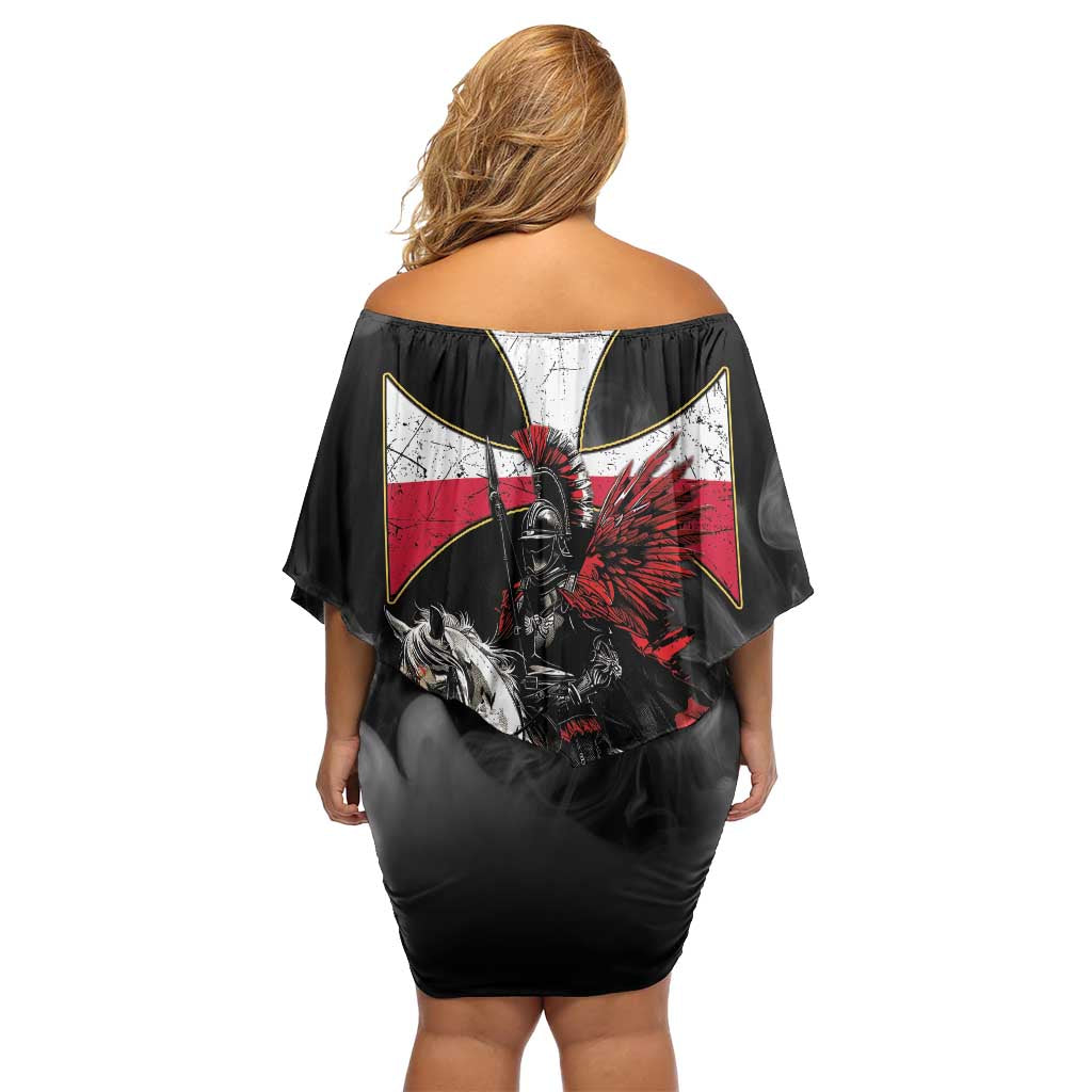 Polish Winged Hussars Family Matching Off Shoulder Short Dress and Hawaiian Shirt Husaria Poland Pride Knight Armor
