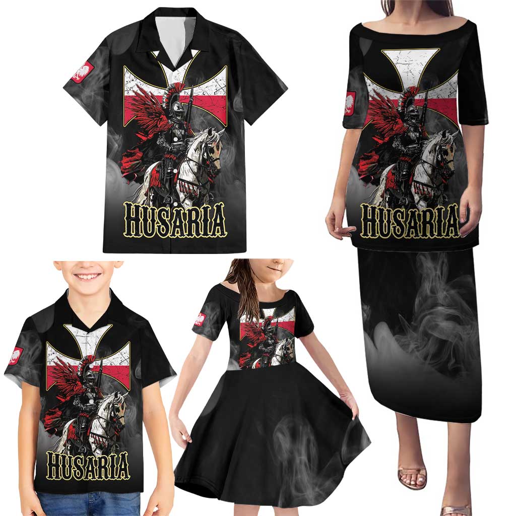 Polish Winged Hussars Family Matching Puletasi and Hawaiian Shirt Husaria Poland Pride Knight Armor