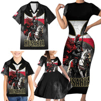 Polish Winged Hussars Family Matching Short Sleeve Bodycon Dress and Hawaiian Shirt Husaria Poland Pride Knight Armor