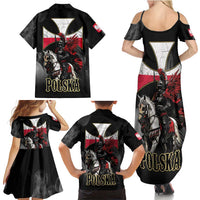 Polish Winged Hussars Family Matching Summer Maxi Dress and Hawaiian Shirt Husaria Poland Pride Knight Armor
