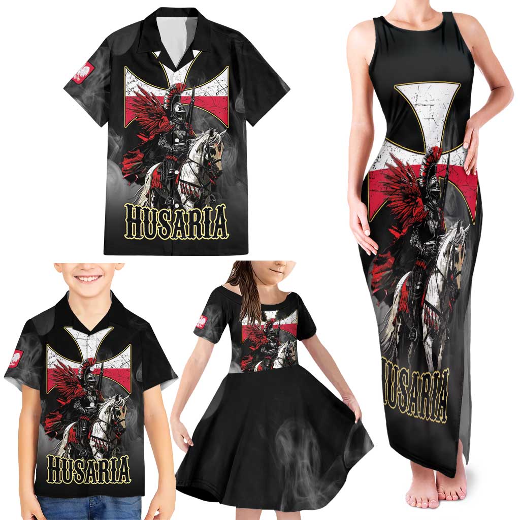 Polish Winged Hussars Family Matching Tank Maxi Dress and Hawaiian Shirt Husaria Poland Pride Knight Armor