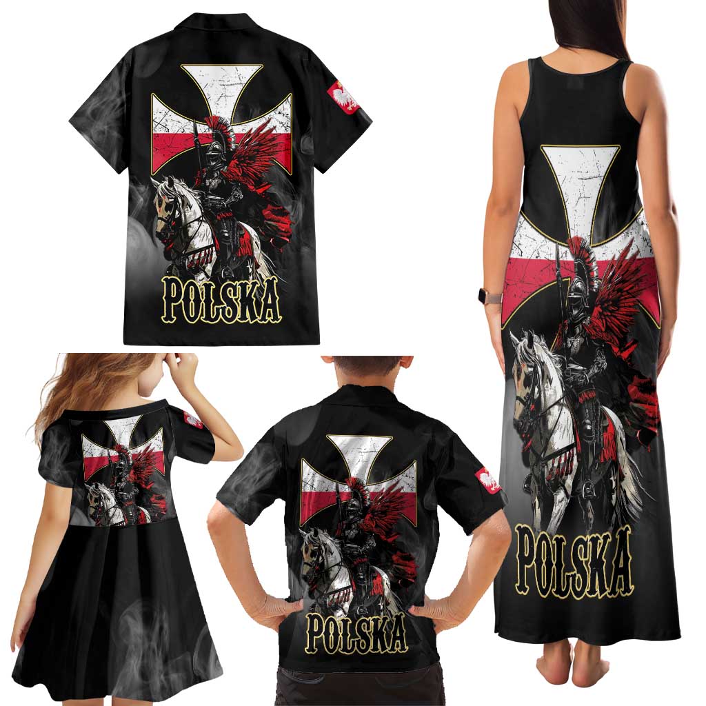Polish Winged Hussars Family Matching Tank Maxi Dress and Hawaiian Shirt Husaria Poland Pride Knight Armor