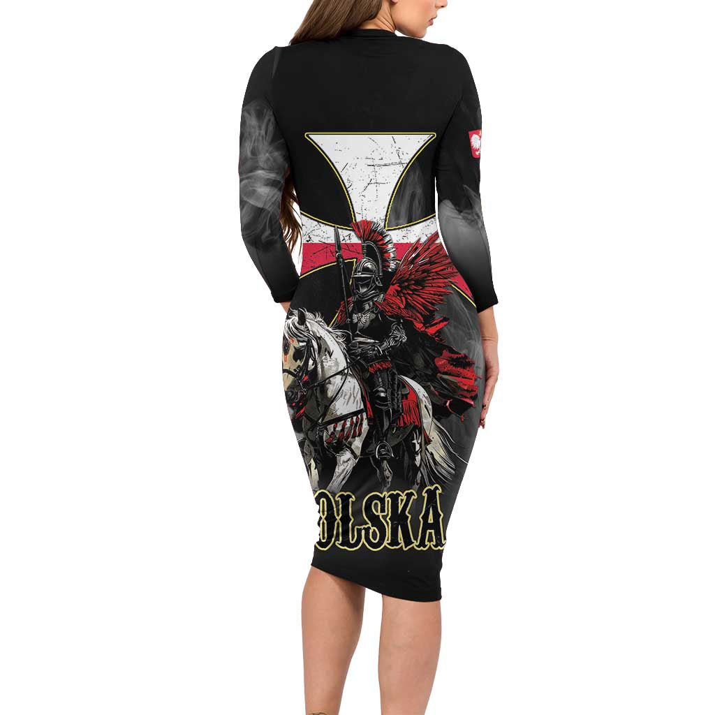 Polish Winged Hussars Long Sleeve Bodycon Dress Husaria Poland Pride Knight Armor