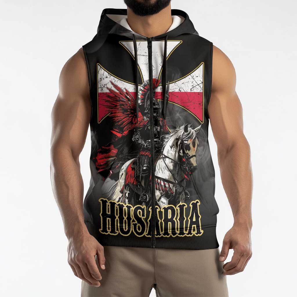 Polish Winged Hussars Sleeveless Zip Hoodie Husaria Poland Pride Knight Armor