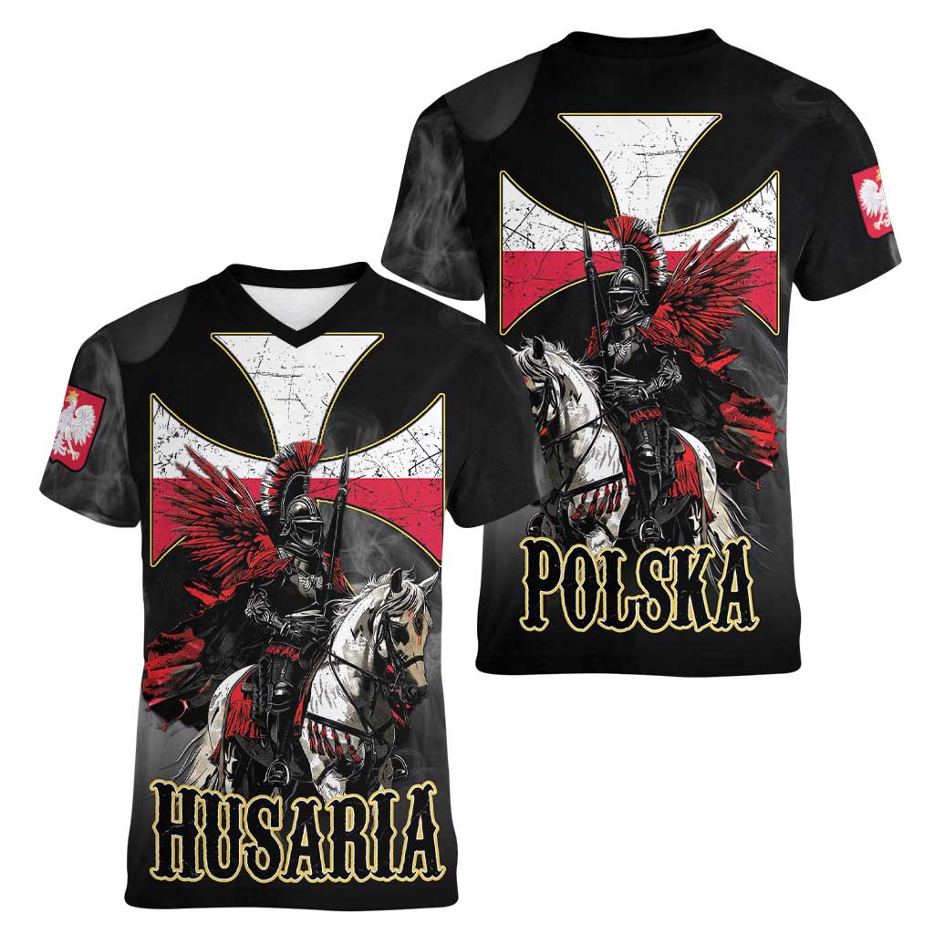 Polish Winged Hussars Women V-Neck T-Shirt Husaria Poland Pride Knight Armor