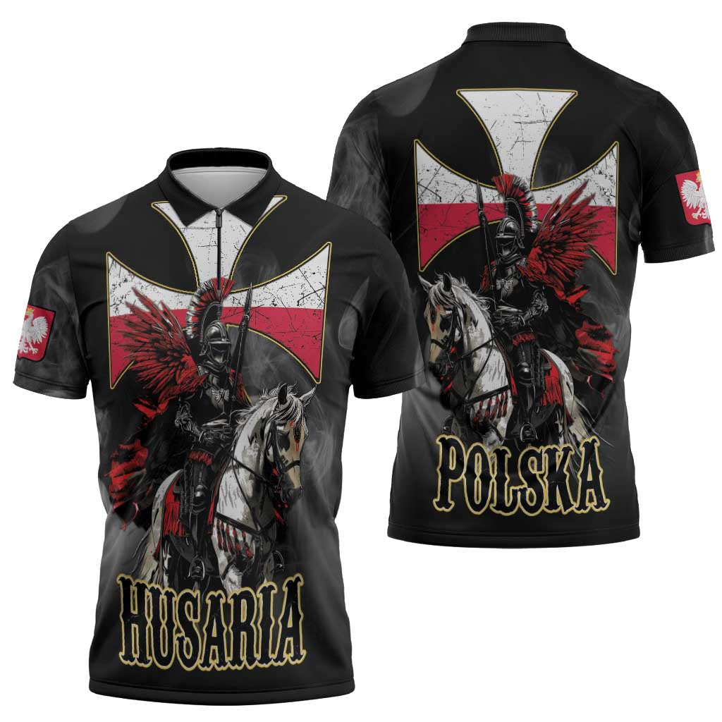 Polish Winged Hussars Zipper Polo Shirt Husaria Poland Pride Knight Armor