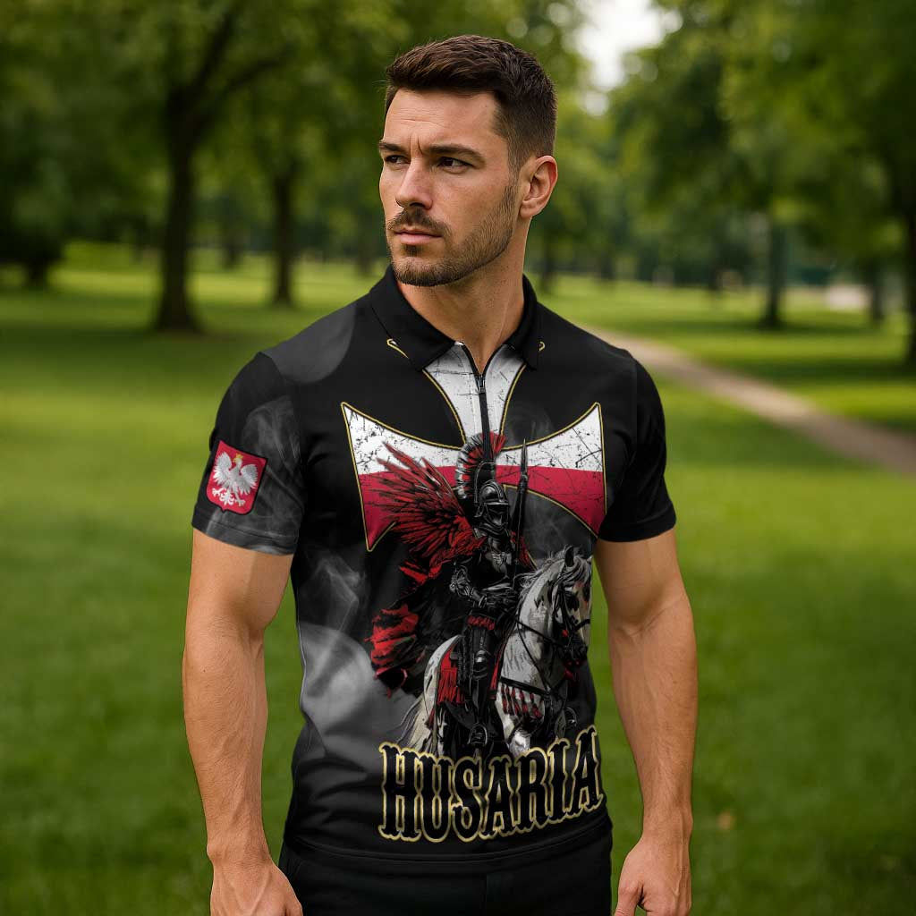 Polish Winged Hussars Zipper Polo Shirt Husaria Poland Pride Knight Armor