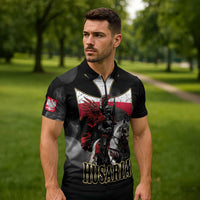 Polish Winged Hussars Zipper Polo Shirt Husaria Poland Pride Knight Armor