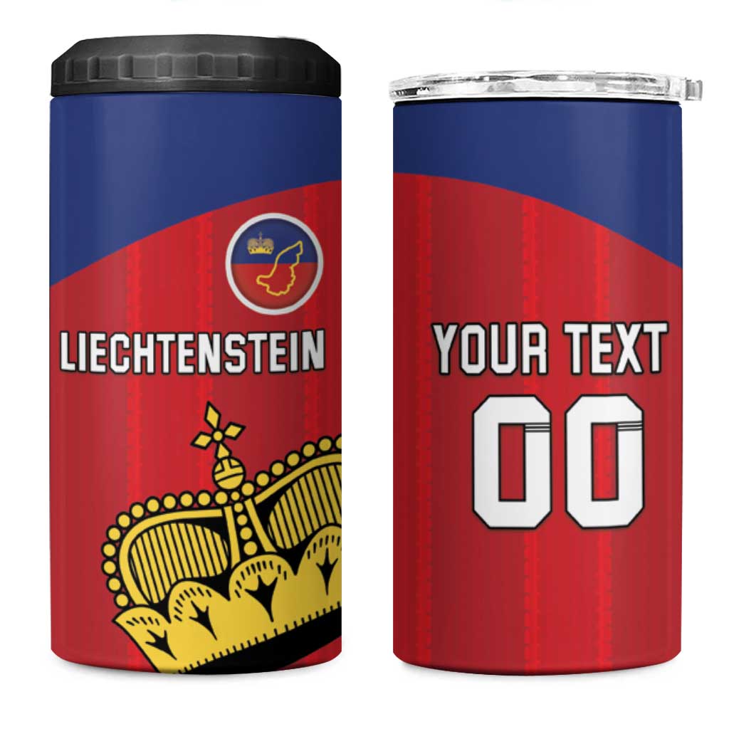Custom Liechtenstein Football 4 in 1 Can Cooler Tumbler Come On The Blue-Reds