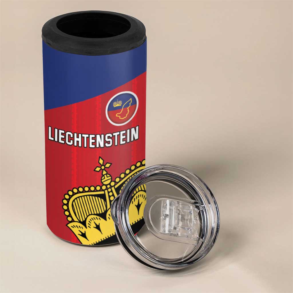 Custom Liechtenstein Football 4 in 1 Can Cooler Tumbler Come On The Blue-Reds