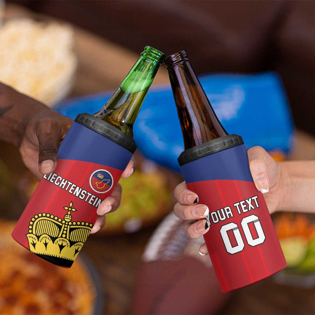 Custom Liechtenstein Football 4 in 1 Can Cooler Tumbler Come On The Blue-Reds