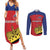 Custom Liechtenstein Football Couples Matching Summer Maxi Dress and Long Sleeve Button Shirt Come On The Blue-Reds