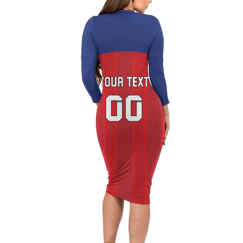 Custom Liechtenstein Football Family Matching Long Sleeve Bodycon Dress and Hawaiian Shirt Come On The Blue-Reds