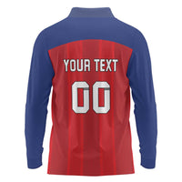 Custom Liechtenstein Football Long Sleeve Polo Shirt Come On The Blue-Reds