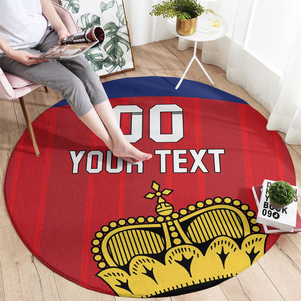 Custom Liechtenstein Football Round Carpet Come On The Blue-Reds