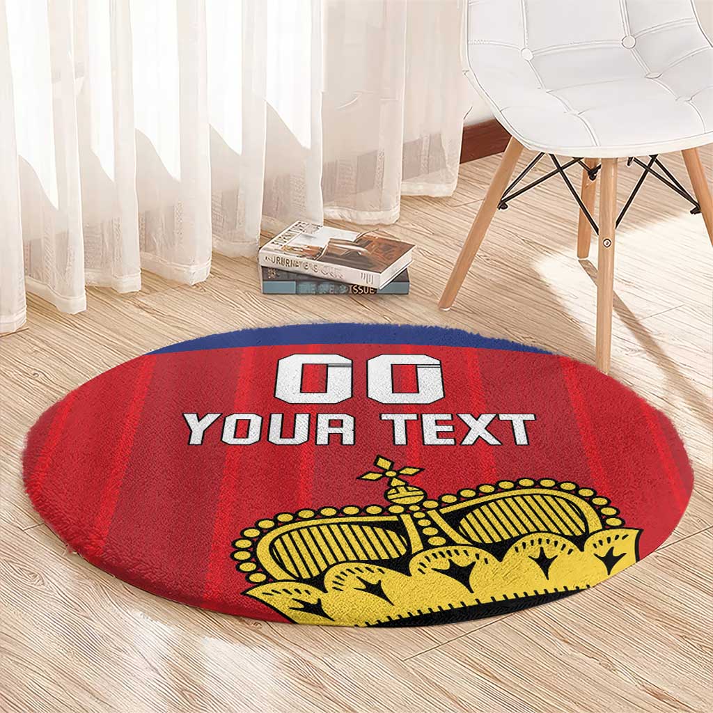 Custom Liechtenstein Football Round Carpet Come On The Blue-Reds