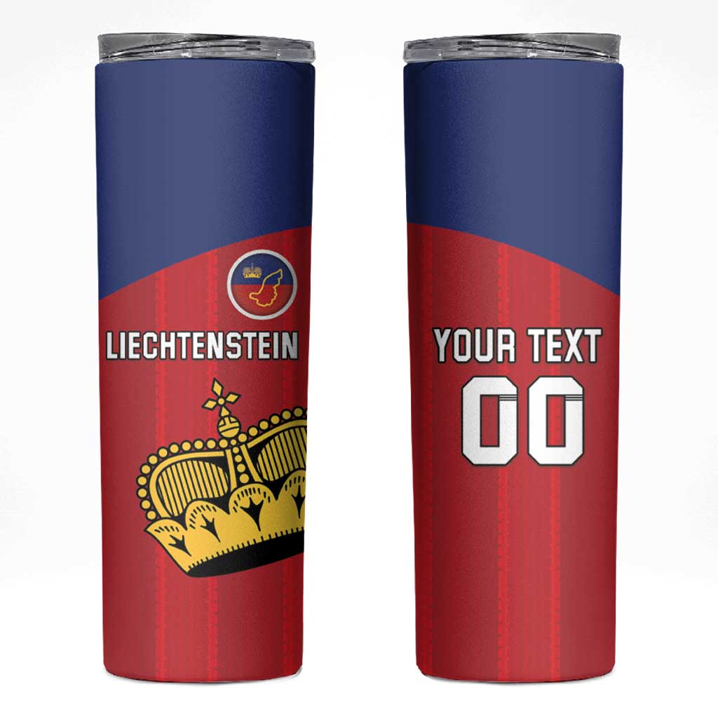 Custom Liechtenstein Football Skinny Tumbler Come On The Blue-Reds
