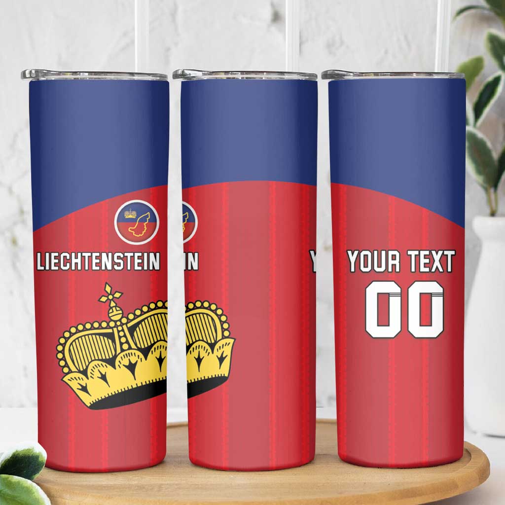 Custom Liechtenstein Football Skinny Tumbler Come On The Blue-Reds