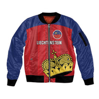 Custom Liechtenstein Football Sleeve Zip Bomber Jacket Come On The Blue-Reds
