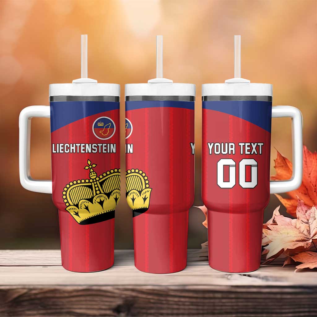 Custom Liechtenstein Football Tumbler With Handle Come On The Blue-Reds