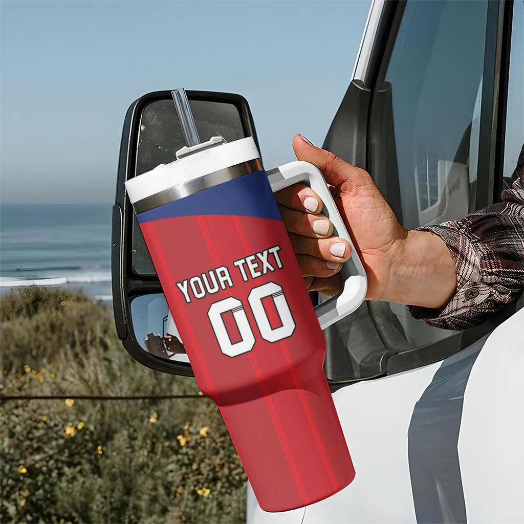 Custom Liechtenstein Football Tumbler With Handle Come On The Blue-Reds