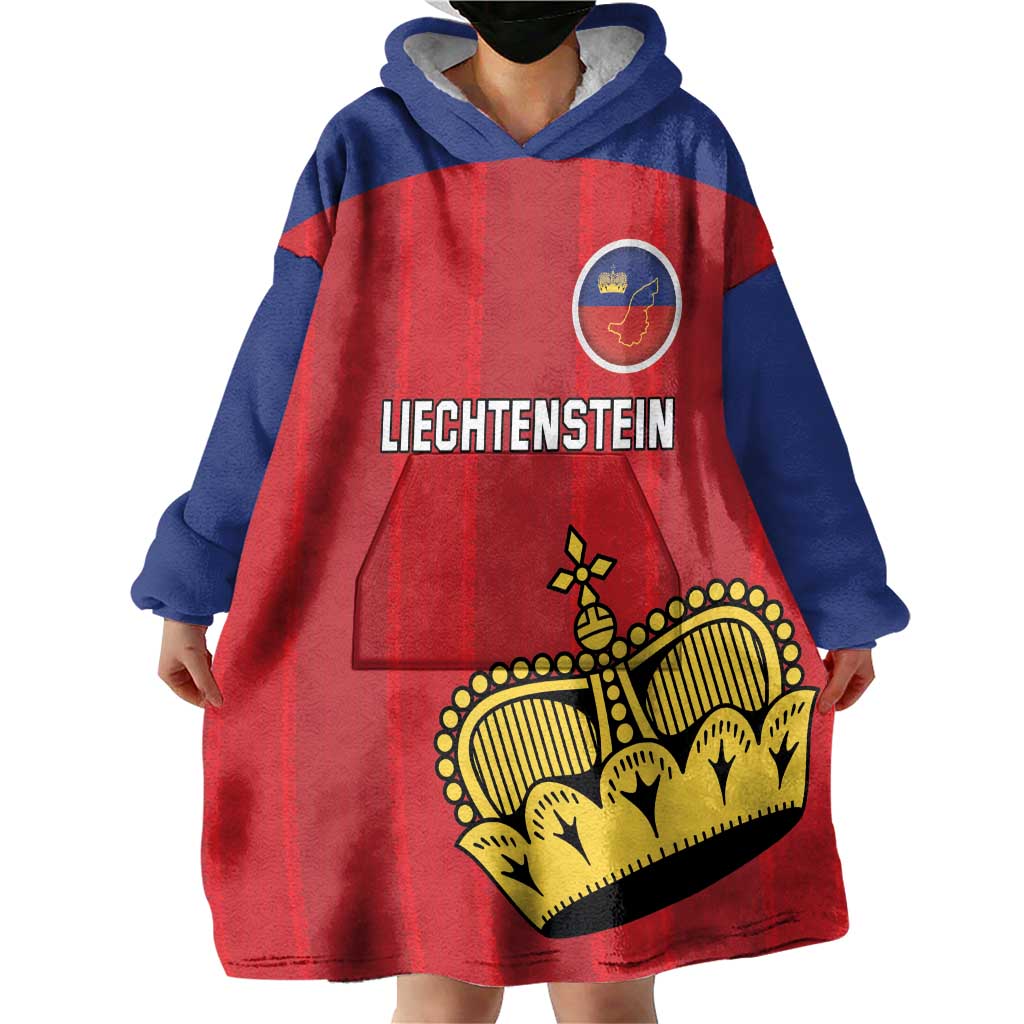 Custom Liechtenstein Football Wearable Blanket Hoodie Come On The Blue-Reds