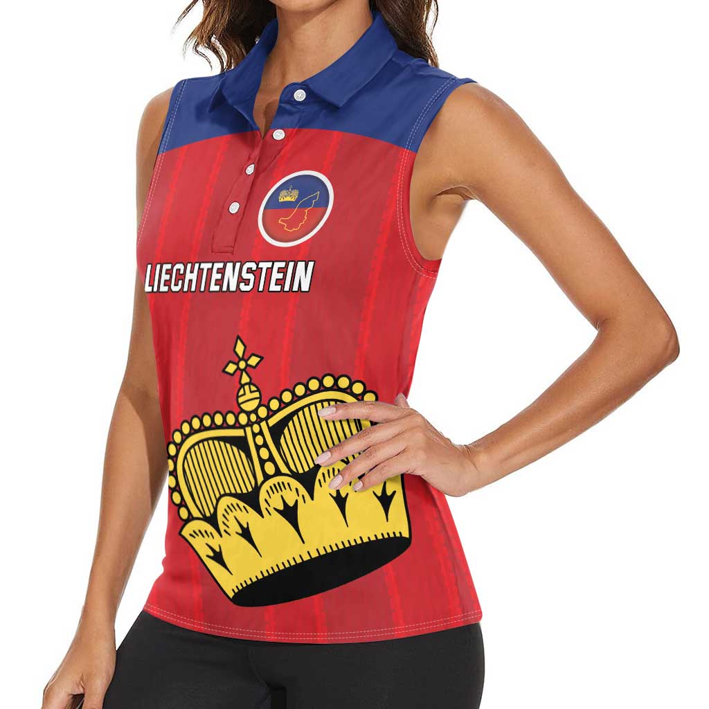 Custom Liechtenstein Football Women Sleeveless Polo Shirt Come On The Blue-Reds