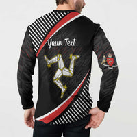 Personalized Isle of Man Button Sweatshirt Quocunque Jeceris Stabit