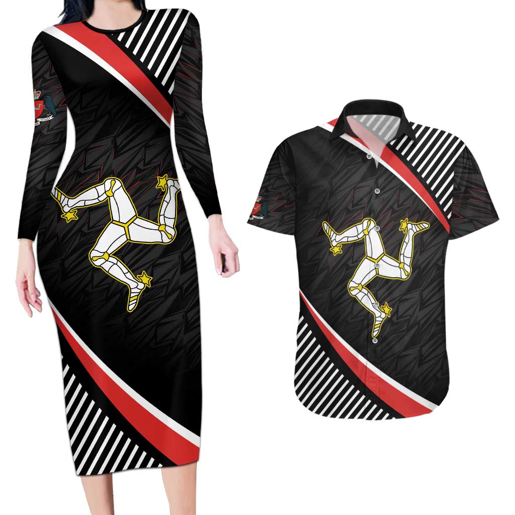 Personalized Isle of Man Couples Matching Long Sleeve Bodycon Dress and Hawaiian Shirt Quocunque Jeceris Stabit