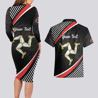 Personalized Isle of Man Couples Matching Long Sleeve Bodycon Dress and Hawaiian Shirt Quocunque Jeceris Stabit