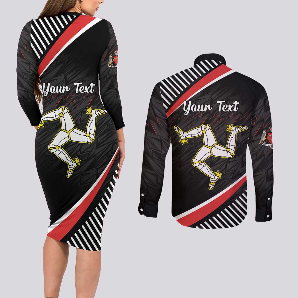 Personalized Isle of Man Couples Matching Long Sleeve Bodycon Dress and Long Sleeve Button Shirt Quocunque Jeceris Stabit