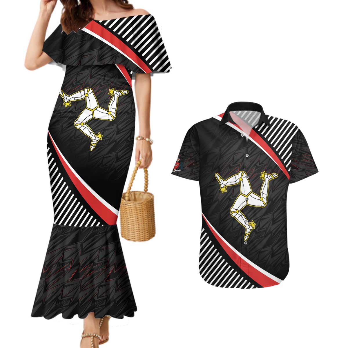 Personalized Isle of Man Couples Matching Mermaid Dress and Hawaiian Shirt Quocunque Jeceris Stabit
